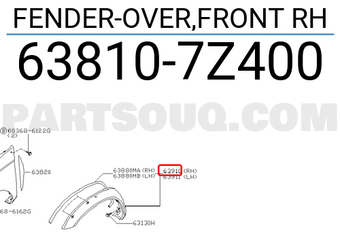 Nissan 638107Z400 FENDER-OVER,FRONT RH