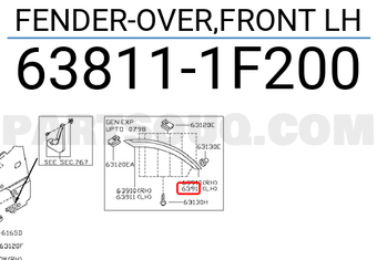 Nissan 638111F200 FENDER-OVER,FRONT LH