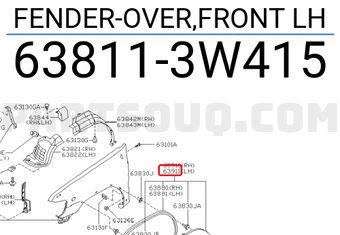 Nissan 638113W415 FENDER-OVER,FRONT LH