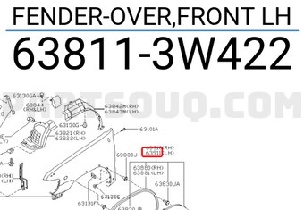 Nissan 638113W422 FENDER-OVER,FRONT LH