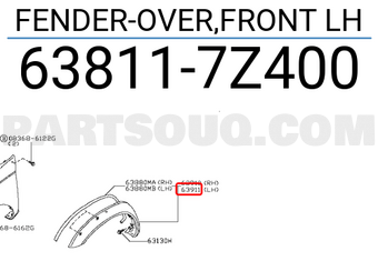 Nissan 638117Z400 FENDER-OVER,FRONT LH