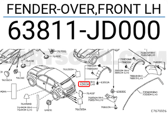 Nissan 63811JD000 FENDER-OVER,FRONT LH