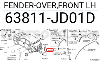 Nissan 63811JD01D FENDER-OVER,FRONT LH
