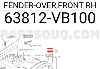 Nissan 63812VB100 FENDER-OVER,FRONT RH