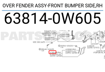 Nissan 638140W605 OVER FENDER ASSY-FRONT BUMPER SIDE,RH