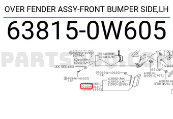 Nissan 638150W605 OVER FENDER ASSY-FRONT BUMPER SIDE,LH