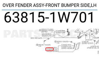 Nissan 638151W701 OVER FENDER ASSY-FRONT BUMPER SIDE,LH