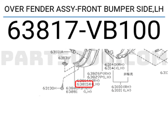 Nissan 63817VB100 OVER FENDER ASSY-FRONT BUMPER SIDE,LH