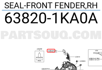 Nissan 638201KA0A SEAL-FRONT FENDER,RH