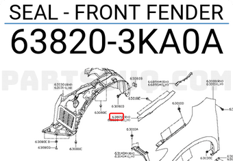 Nissan 638203KA0A SEAL - FRONT FENDER