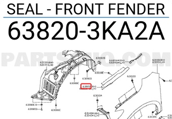 Nissan 638203KA2A SEAL - FRONT FENDER
