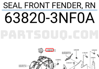 Nissan 638203NF0A SEAL FRONT FENDER, RN