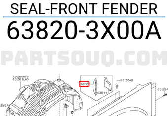 Nissan 638203X00A SEAL-FRONT FENDER