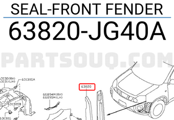 Nissan 63820JG40A SEAL-FRONT FENDER