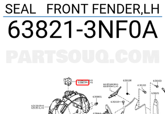 Nissan 638213NF0A SEAL FRONT FENDER,LH