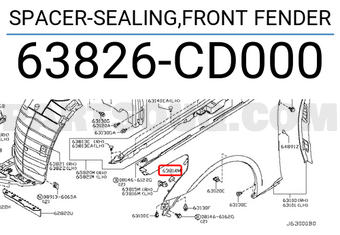 Nissan 63826CD000 SPACER-SEALING,FRONT FENDER