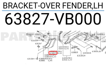 Nissan 63827VB000 BRACKET-OVER FENDER,LH