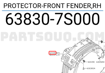 Nissan 638307S000 PROTECTOR-FRONT FENDER,RH