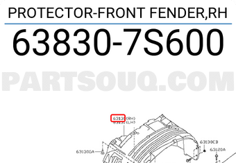 Nissan 638307S600 PROTECTOR-FRONT FENDER,RH