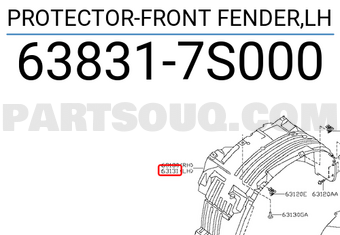 Nissan 638317S000 PROTECTOR-FRONT FENDER,LH