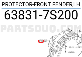 Nissan 638317S200 PROTECTOR-FRONT FENDER,LH