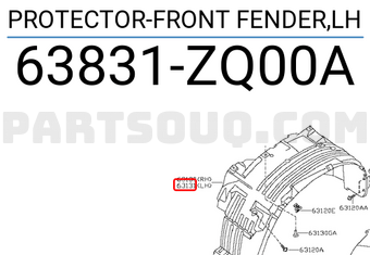 Nissan 63831ZQ00A PROTECTOR-FRONT FENDER,LH