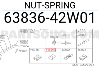 Nissan 6383642W01 NUT-SPRING