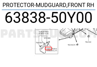 Nissan 6383850Y00 PROTECTOR-MUDGUARD,FRONT RH