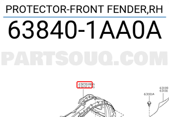 Nissan 638401AA0A PROTECTOR-FRONT FENDER,RH