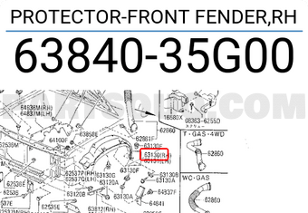 Nissan 6384035G00 PROTECTOR-FRONT FENDER,RH