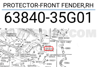 Nissan 6384035G01 PROTECTOR-FRONT FENDER,RH