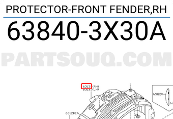 Nissan 638403X30A PROTECTOR-FRONT FENDER,RH