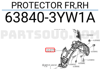 Nissan 638403YW1A PROTECTOR FR,RH