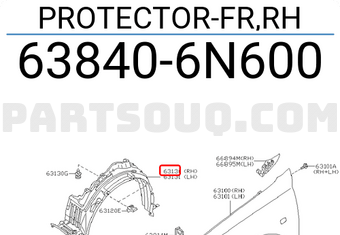 Nissan 638406N600 PROTECTOR-FR,RH