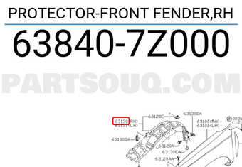 Nissan 638407Z000 PROTECTOR-FRONT FENDER,RH