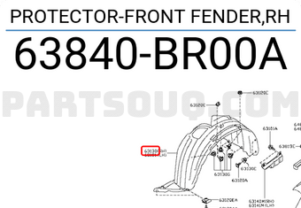 Nissan 63840BR00A PROTECTOR-FRONT FENDER,RH