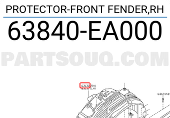 Nissan 63840EA000 PROTECTOR-FRONT FENDER,RH