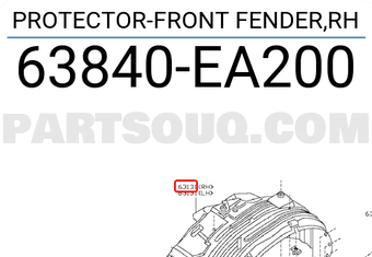 Nissan 63840EA200 PROTECTOR-FRONT FENDER,RH