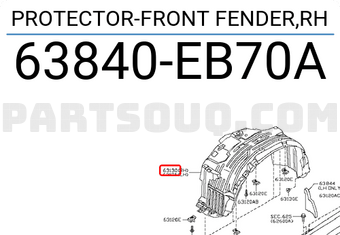 Nissan 63840EB70A PROTECTOR-FRONT FENDER,RH