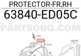 Nissan 63840ED05C PROTECTOR-FR,RH