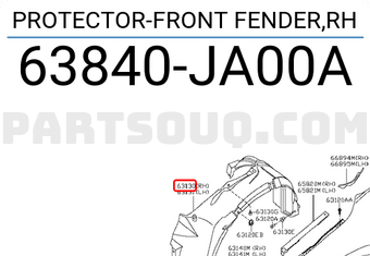 Nissan 63840JA00A PROTECTOR-FRONT FENDER,RH