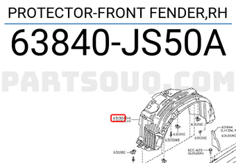 Nissan 63840JS50A PROTECTOR-FRONT FENDER,RH
