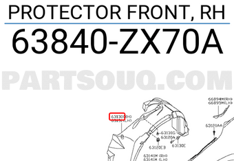 Nissan 63840ZX70A PROTECTOR FRONT, RH