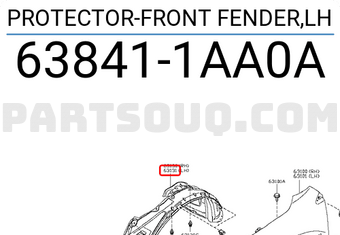 Nissan 638411AA0A PROTECTOR-FRONT FENDER,LH