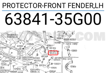 Nissan 6384135G00 PROTECTOR-FRONT FENDER,LH