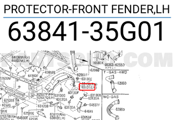 Nissan 6384135G01 PROTECTOR-FRONT FENDER,LH