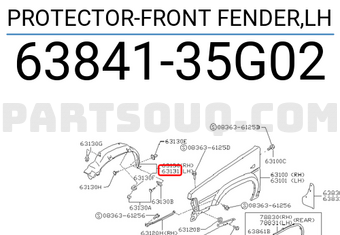 Nissan 6384135G02 PROTECTOR-FRONT FENDER,LH