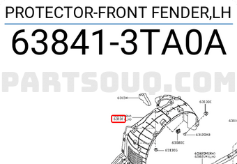 Nissan 638413TA0A PROTECTOR-FRONT FENDER,LH