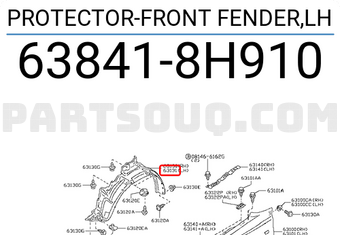 Nissan 638418H910 PROTECTOR-FRONT FENDER,LH