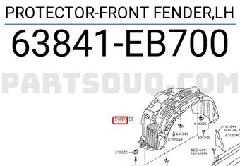 Nissan 63841EB700 PROTECTOR-FRONT FENDER,LH